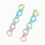 Pastel Rubber Hearts 2&quot; Linear Drop Earrings,