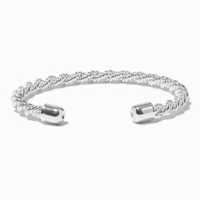 Silver-tone Twisted Rope Cuff Bracelet,