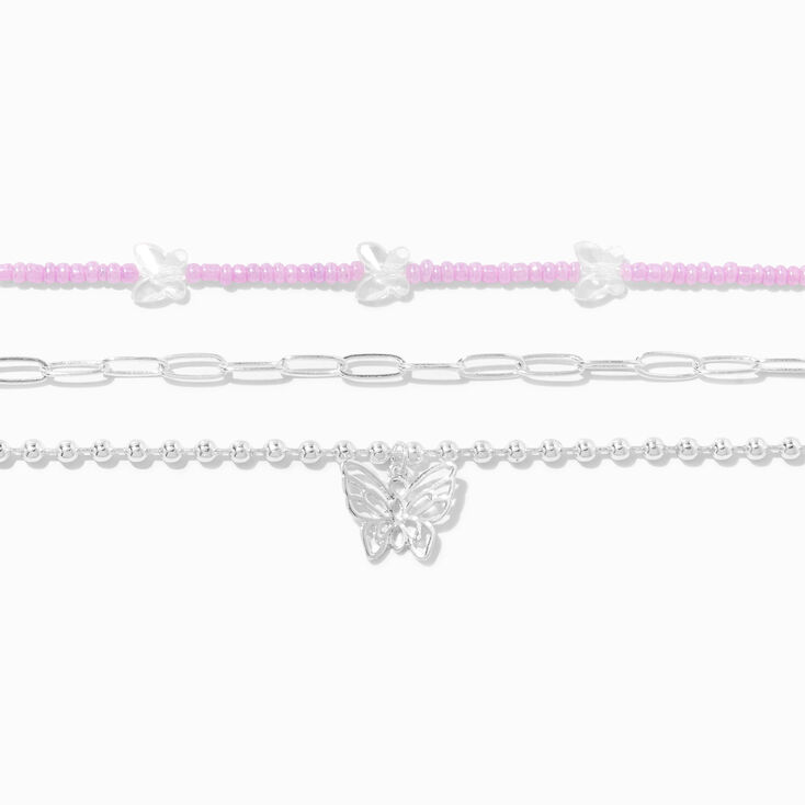 Silver Butterfly Choker Necklaces &#40;3 Pack&#41;,