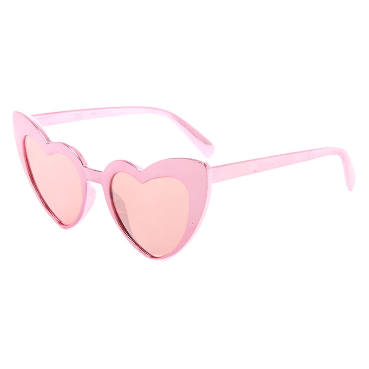 Metallic Heart Wing Sunglasses - Pink,