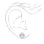 Silver Square Cubic Zirconia Halo Stud Earrings,