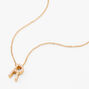 Gold Mini Pearl Initial Pendant Necklace - R,