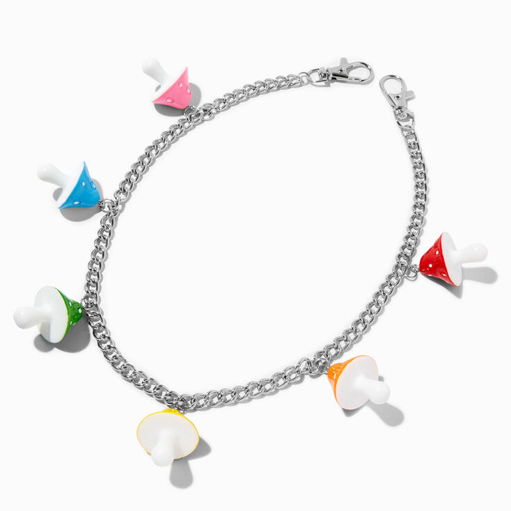 Mushroom Charm Silver Jean Chain,