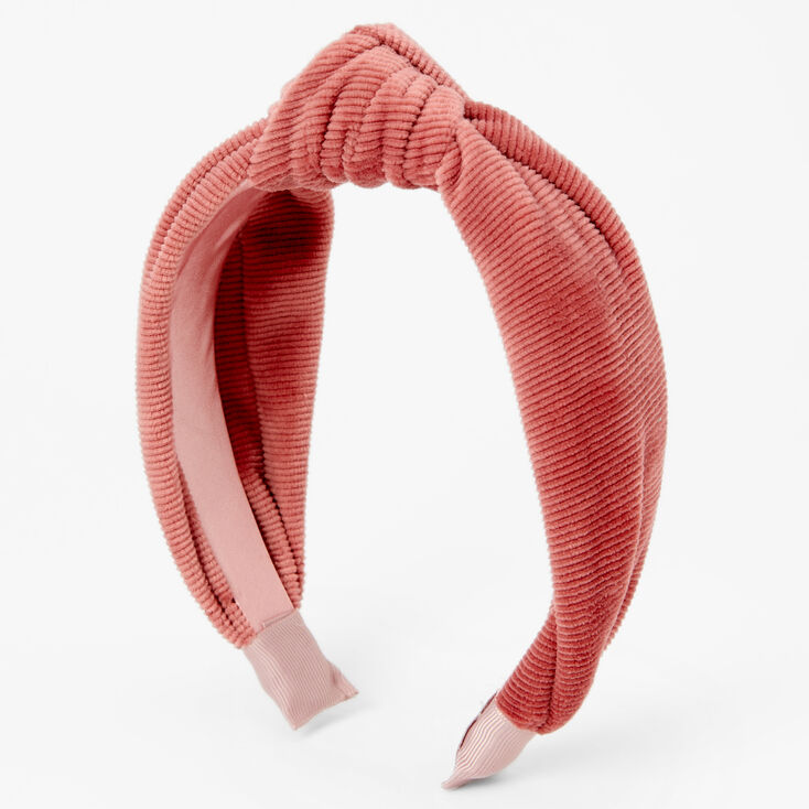 Velvet Ribbed Knotted Headband - Mauve,