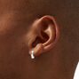 Silver Cubic Zirconia Studs &amp; White Enamel Hoop Earrings - 3 Pack,