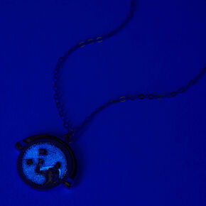 Silver Glow In The Dark Zodiac Spinning Pendant Necklace - Taurus,