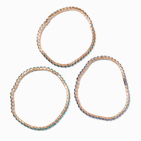 Shades of Blue Crystal Stretch Bracelets - 3 Pack,
