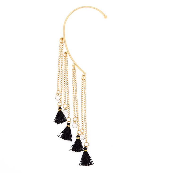 Gold Tassel Ear Hanger - Black,