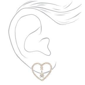 Silver Heart Ear Jacket Earrings,