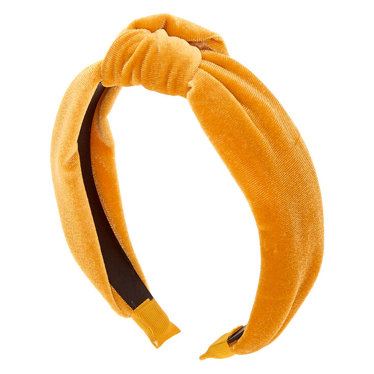 Velvet Knotted Headband - Mustard,