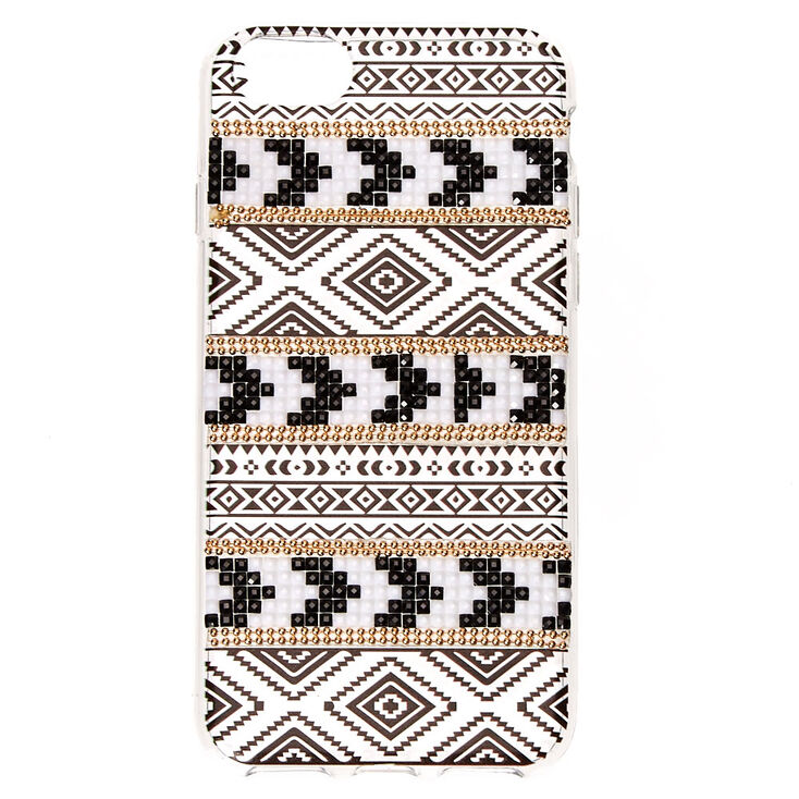 Black, White & Gold Embellished Aztec Phone Case,