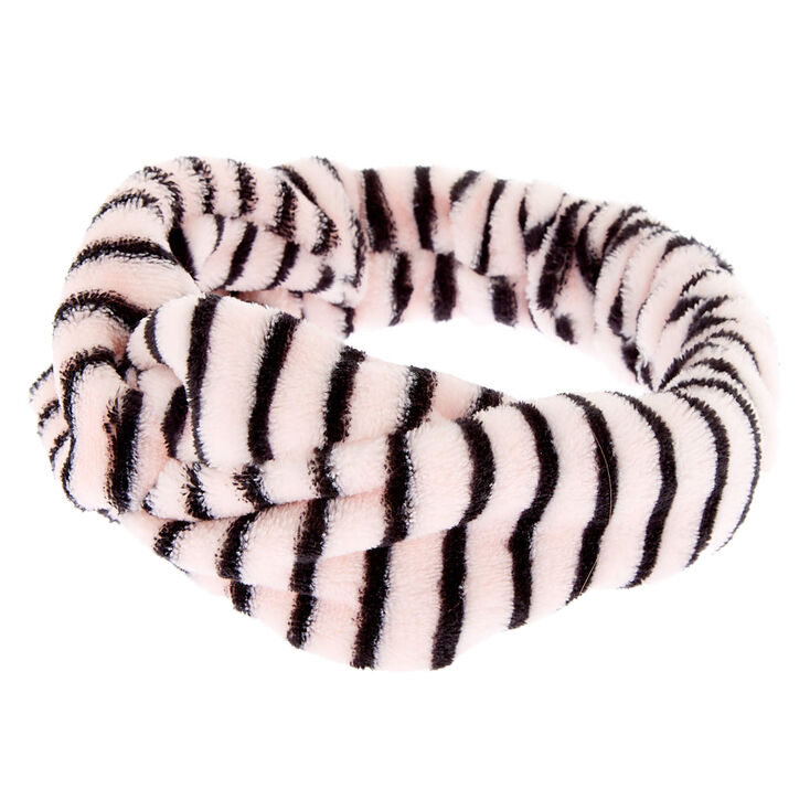 Striped Knotted Makeup Headwrap - Pink,