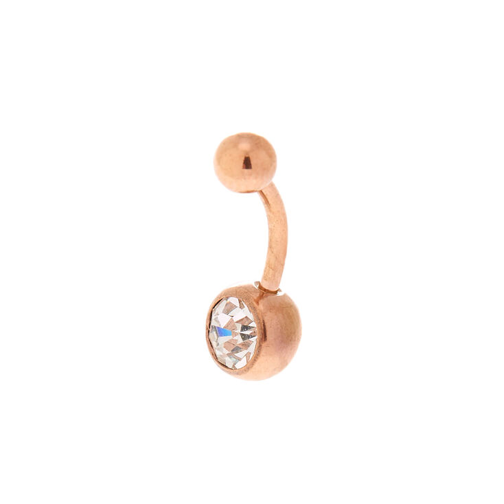 Rose Gold 14G Optima Stone Belly Ring,