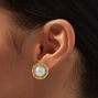 Braided Gold-tone Pearl Stud Earring ,