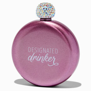 &quot;Designated Drinker&quot; Pearlized Pink Flask,