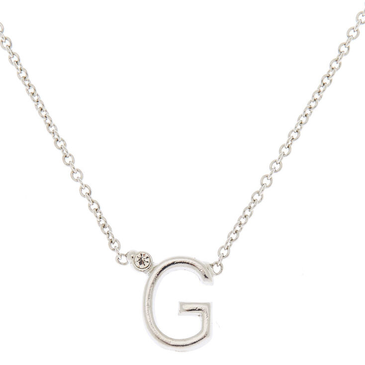 Silver Initial Necklace - G,