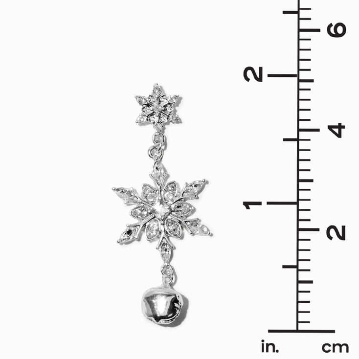 Holiday Bells &amp; Snowflakes Silver-tone 2&quot; Drop Earrings,
