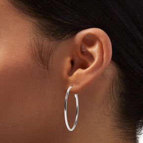 Silver-tone Graduated Hinge Hoop Earrings - 3 Pack,
