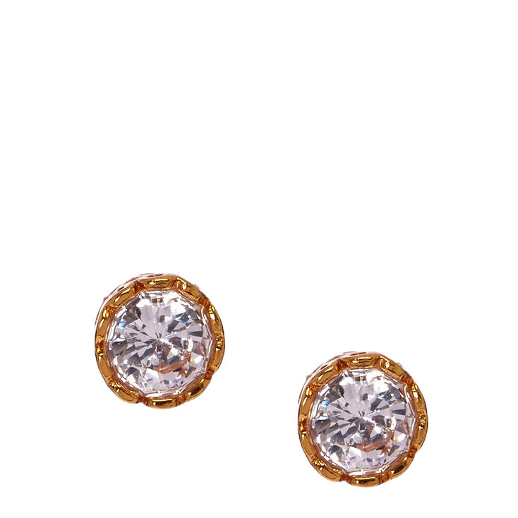5MM Gold Plated Cubic Zirconia Heart Set Earrings,
