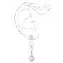 Cubic Zirconia Teardrop Silver Chain Link 2&quot; Drop Earrings,