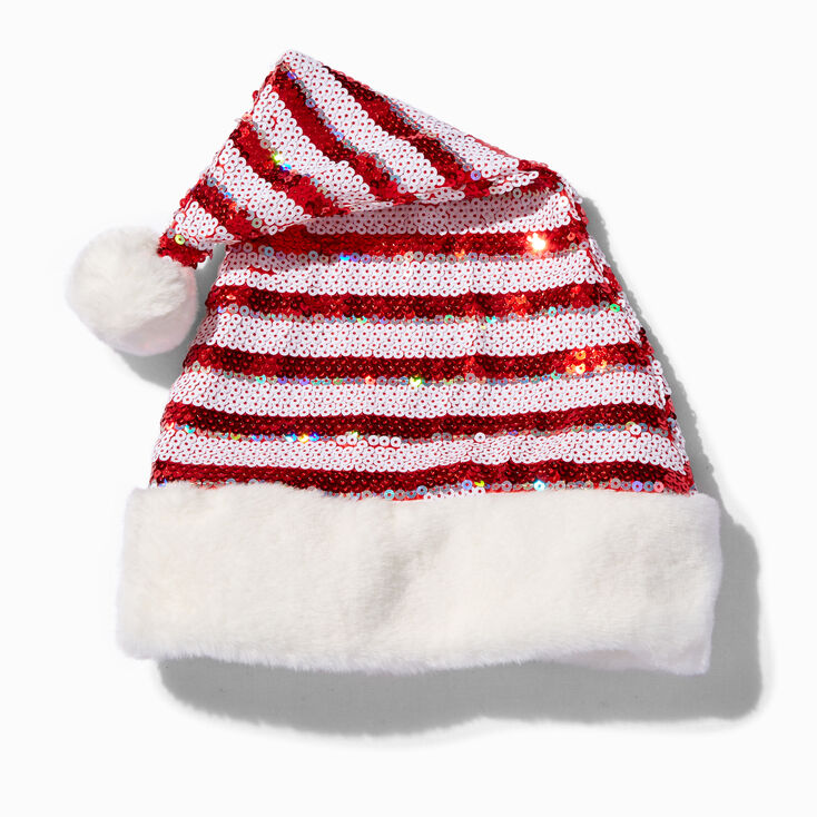 Christmas Striped Sequin Santa Hat,