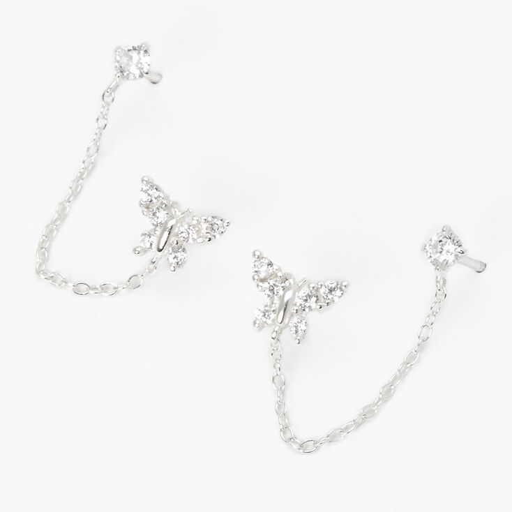 Sterling Silver Butterfly Connector Earrings,