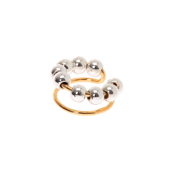 Mixed Metal Beaded Double Row Ear Cuff,