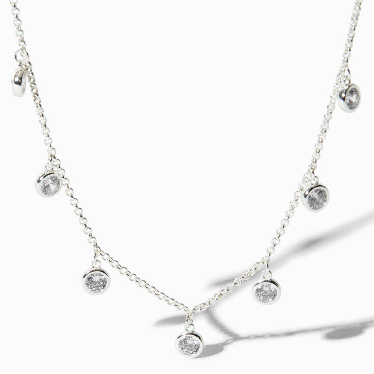 Icing Select Sterling Silver Plated Cubic Zirconia Confetti Charm Necklace,