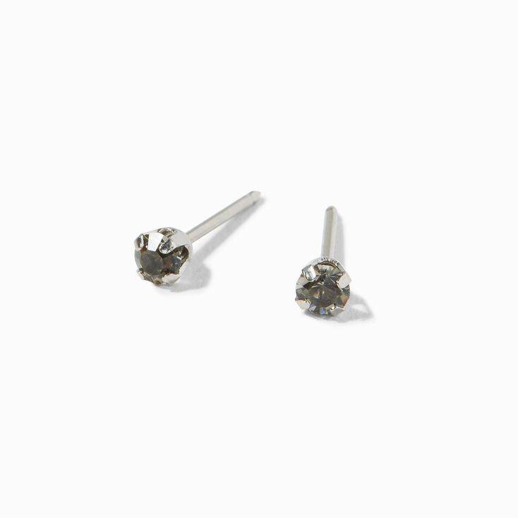 Icing Exclusive Platinum 3mm Black Cubic Zirconia Studs Ear Piercing Kit with Ear Care Solution,