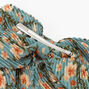 Pleated Teal Floral Bow Clip,