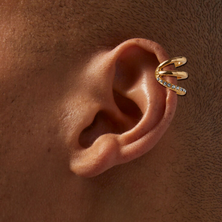 Gold-tone Crystal Stacked Ear Cuff ,
