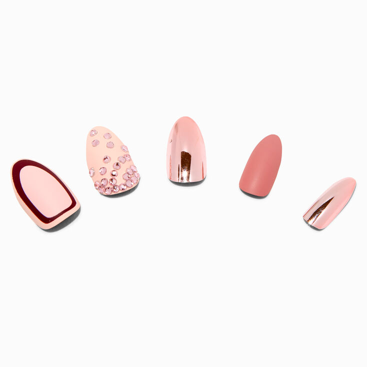 Pink Bling Stiletto Vegan Faux Nail Set - 24 Pack,