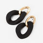 Gold Rubber Black Chainlink Drop Earrings,