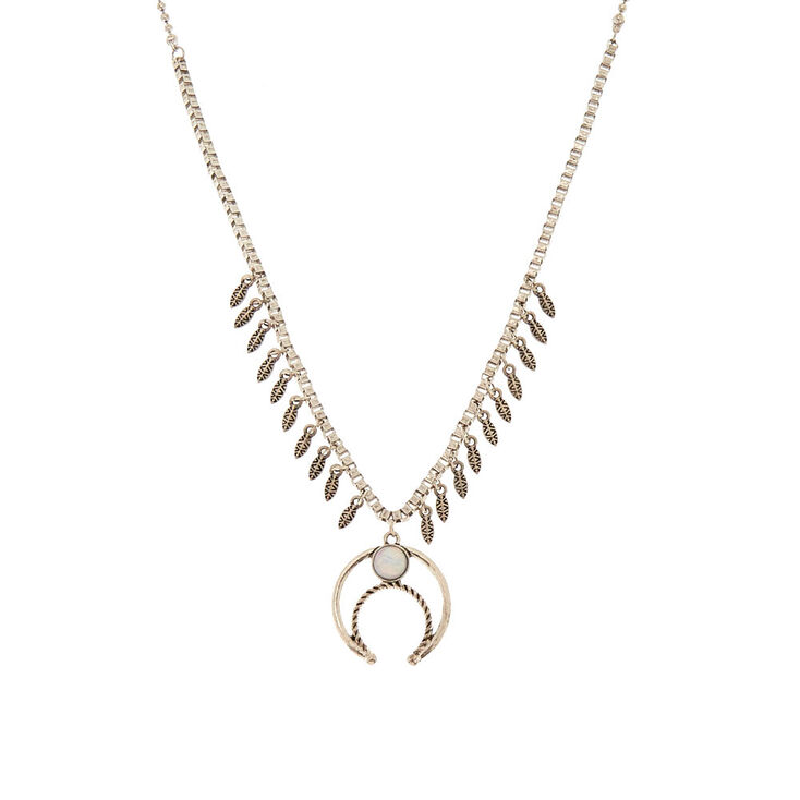 Iridescent Crescent Moon Pendant,