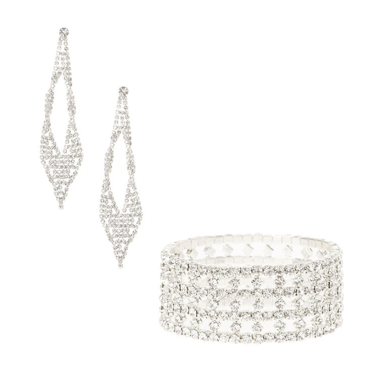 Crystal Stretch Bracelet & Drop Earring Set,