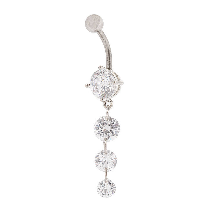 14G Cubic Zirconia Dangle Belly Ring,