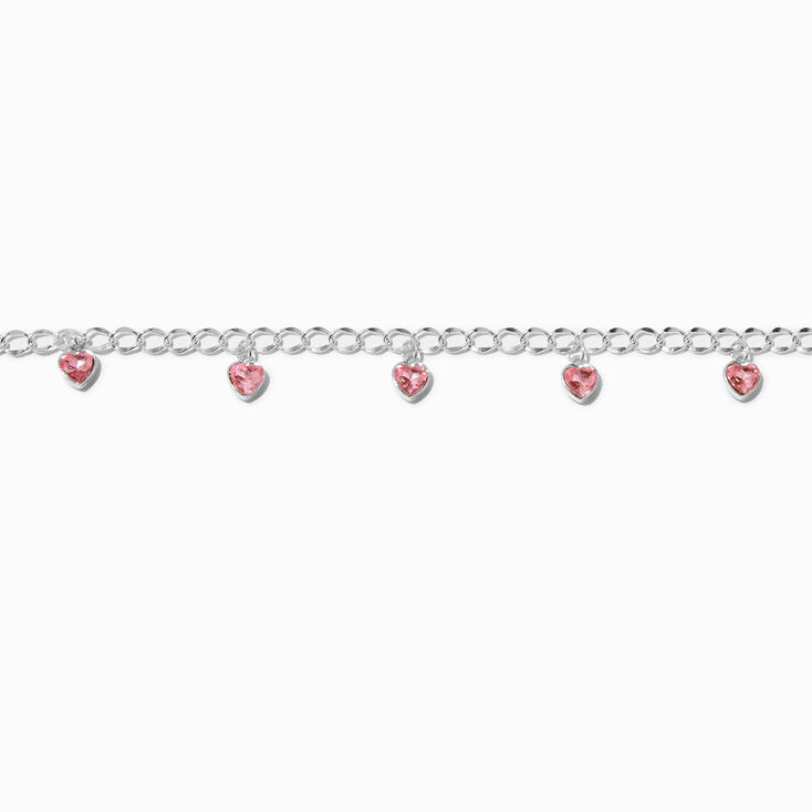 Pink Heart Charm Choker Necklace,