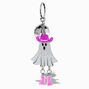 Glitter Cowgirl Ghost Silver-tone Keychain,