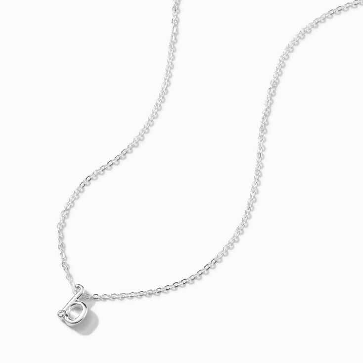 Silver Cursive Lowercase Initial Pendant Necklace - B,