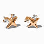 Mixed Metal Triple Star Stud Earrings ,