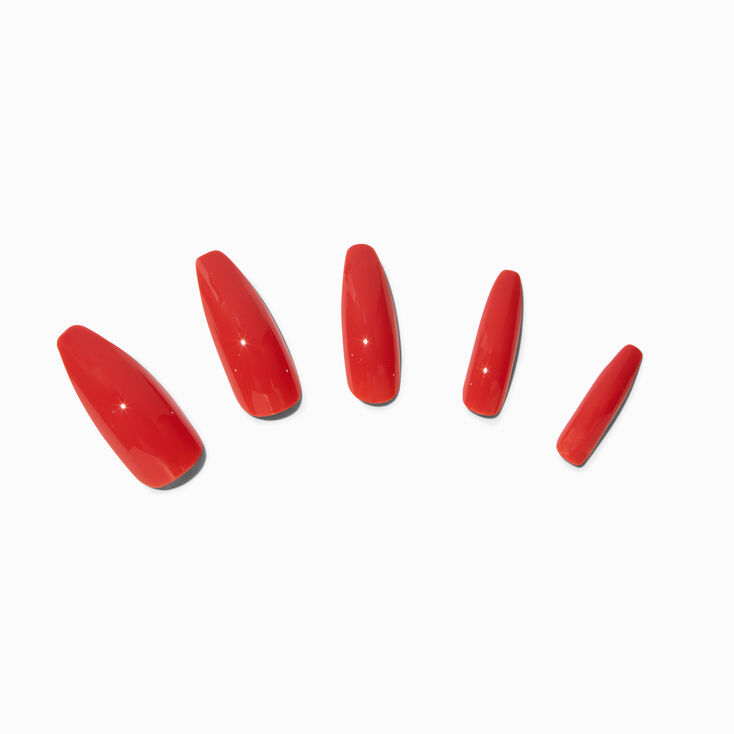 Glossy Red XL Coffin Vegan Faux Nail Set - 24 Pack,