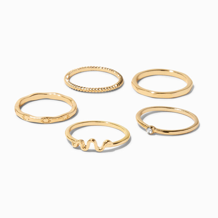 Gold Delicate Snake Rings - 5 Pack,