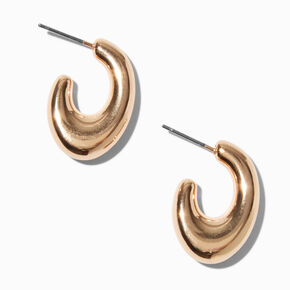 Gold-tone Comma Huggie Hoop Earrings ,
