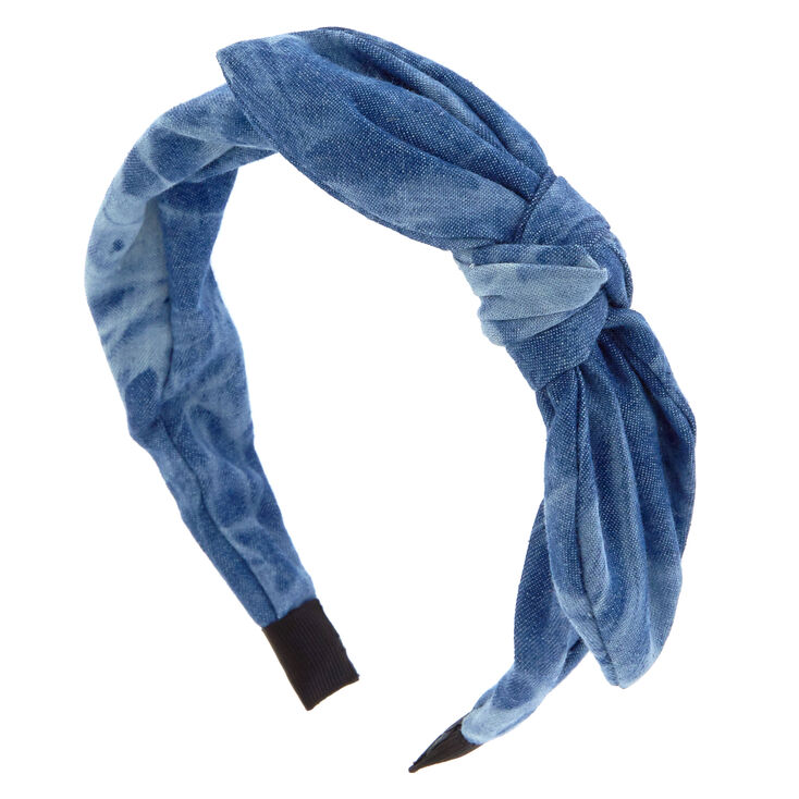 Acid Wash Denim Knotted Headband,