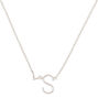 Silver Stone Initial Pendant Necklace - S,