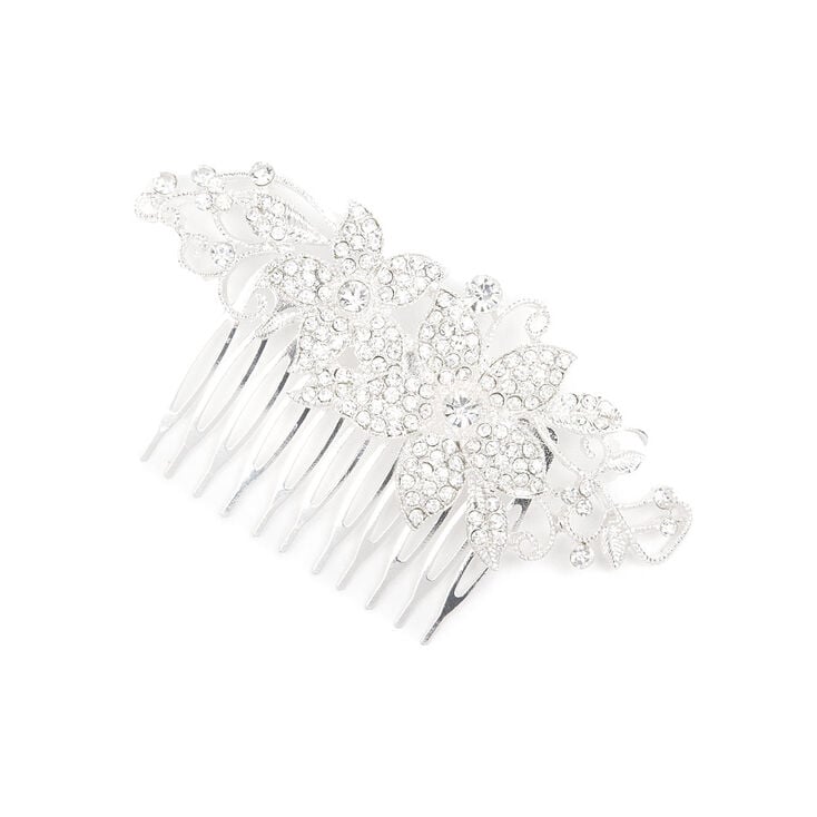 Silver Rhinestone Bouquet Hair Comb,