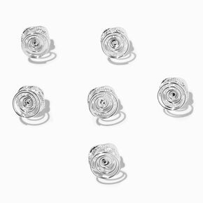 Silver Crystal Pearl Halo Hair Spinners - 6 Pack,