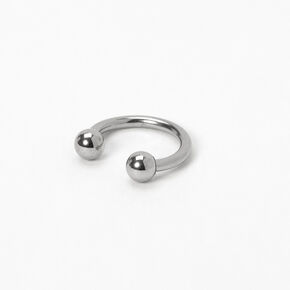 Silver-tone Stainless Steel 16G Horseshoe Septum Nose Ring,