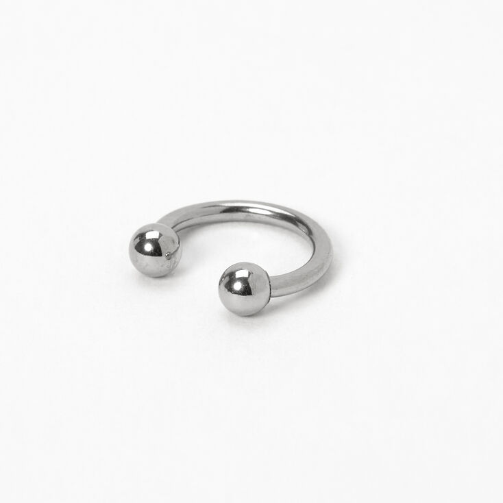 Silver-tone Stainless Steel 16G Horseshoe Septum Nose Ring,