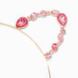 Gold Pink Rhinestones Cat Ears Headband,